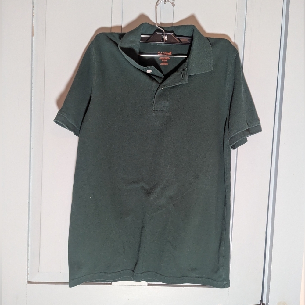 Cat & Jack Shirt School Uniform Green polo size XL 16, school boy
